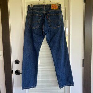 Levis 505 Straight Leg Jeans Dark Wash Vintage Style Mens 31x30 Denim Fit